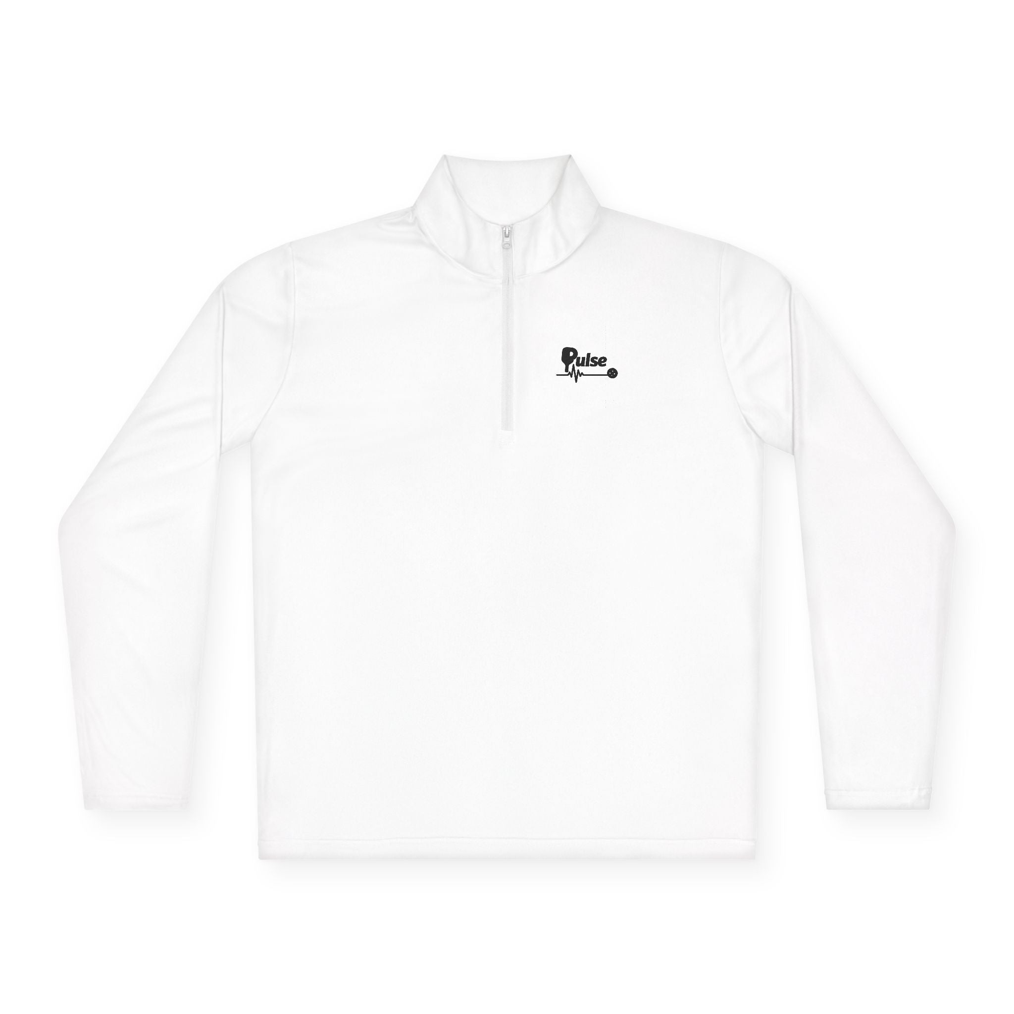 Quarter-Zip Pullover with Minimalist Heartbeat & Dot Design