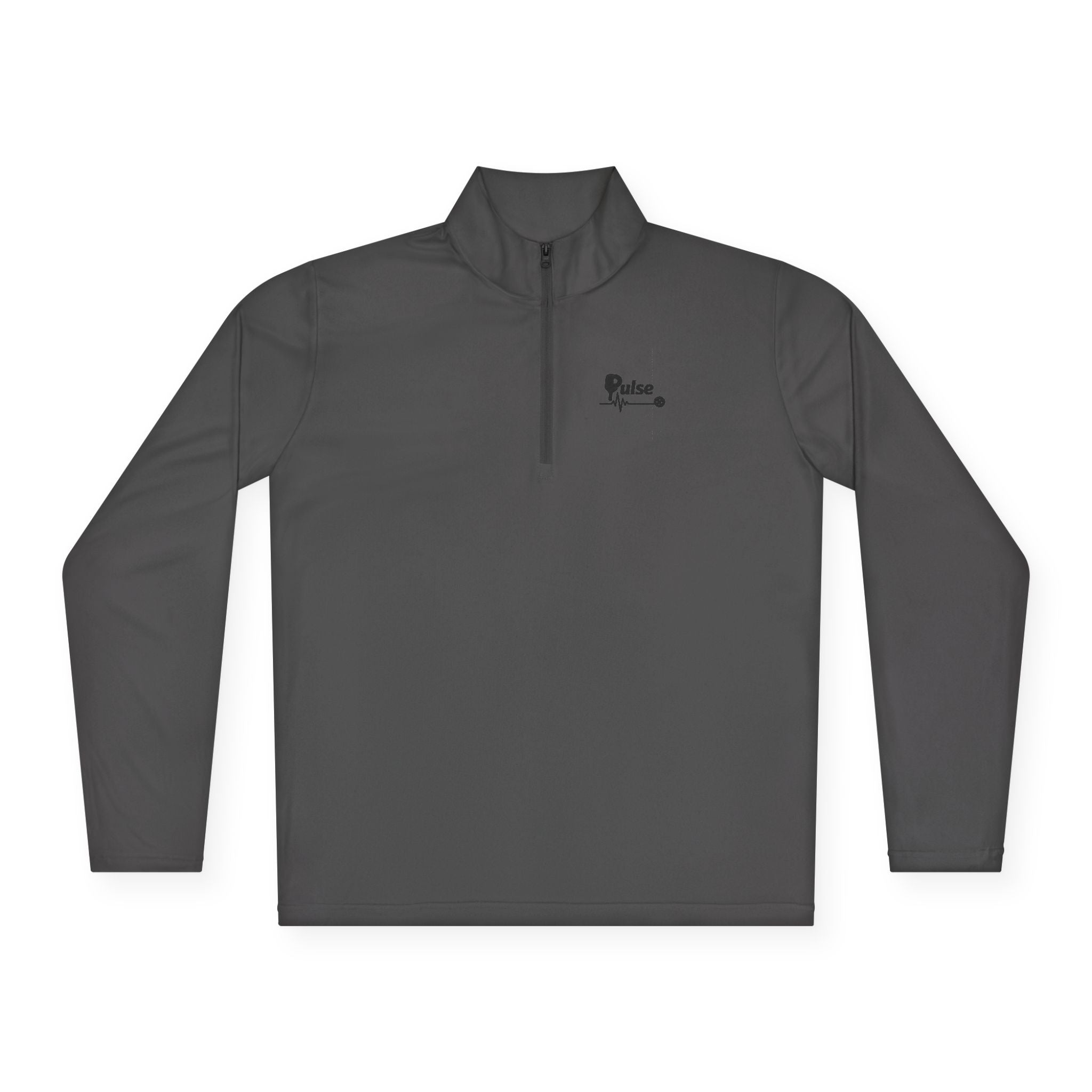 Quarter-Zip Pullover with Minimalist Heartbeat & Dot Design