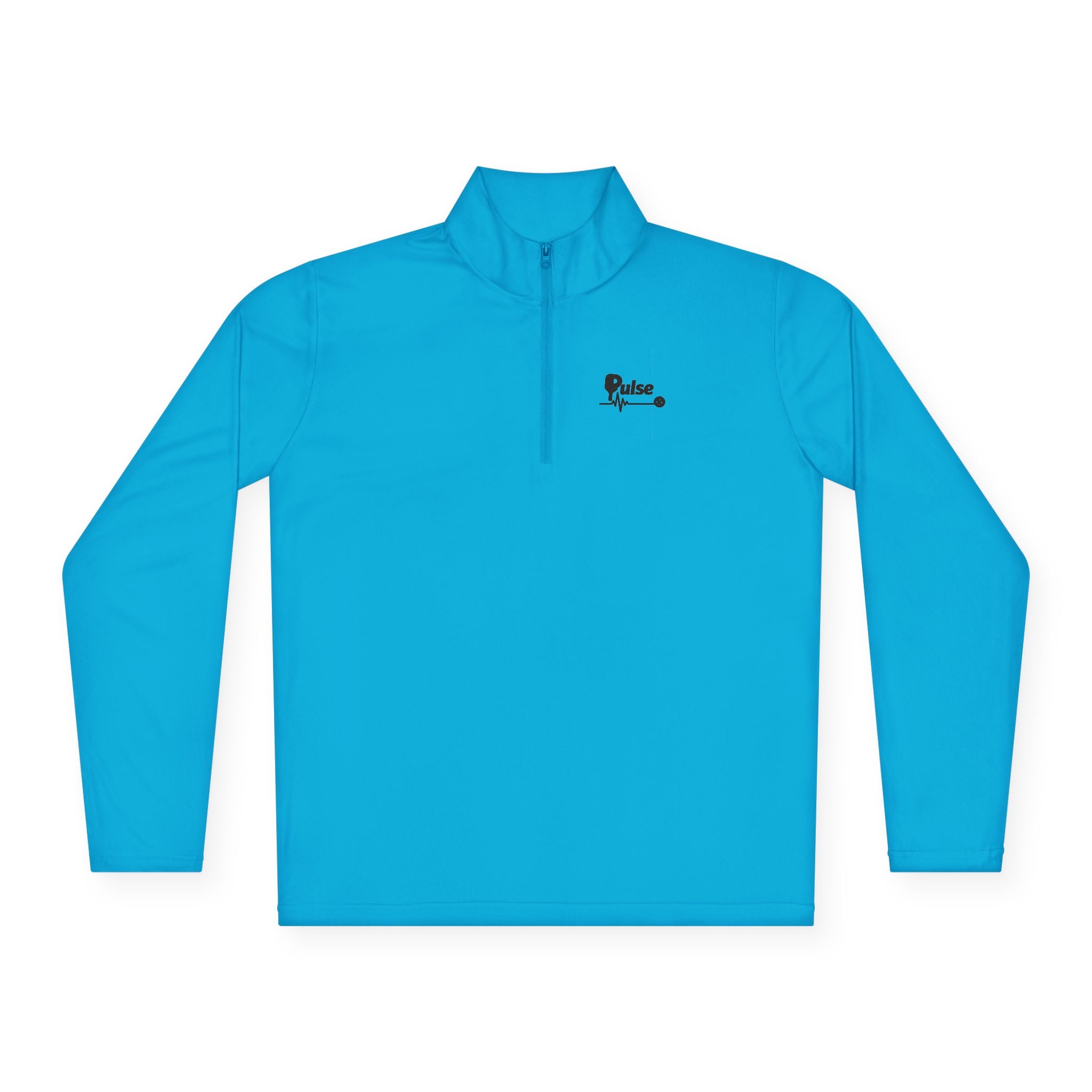 Quarter-Zip Pullover with Minimalist Heartbeat & Dot Design